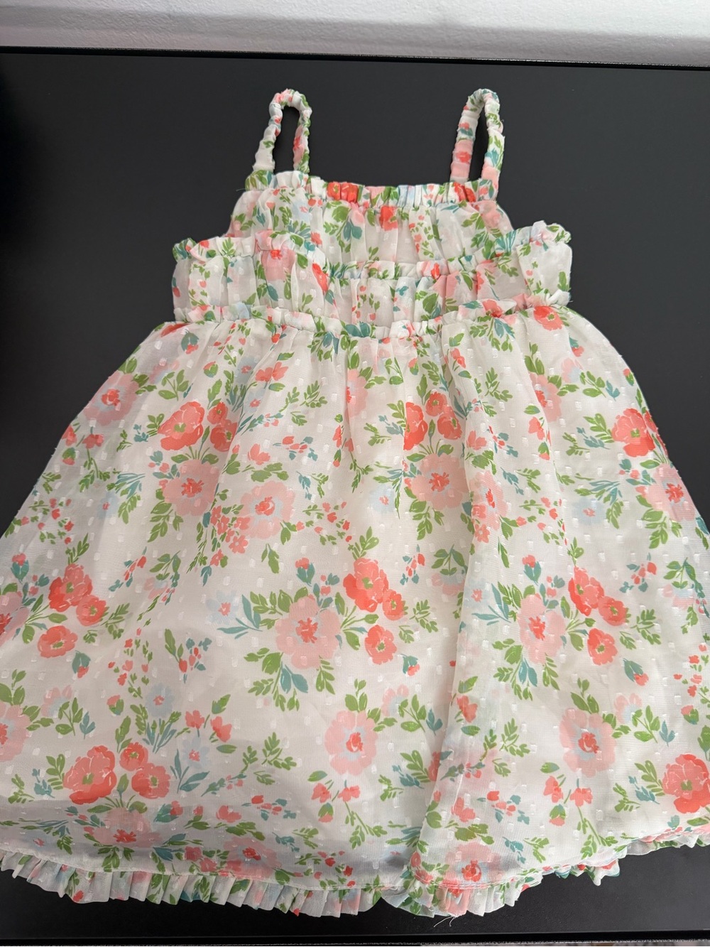 cupcakes & cashmere White Dress with Coral and Green Floral Print